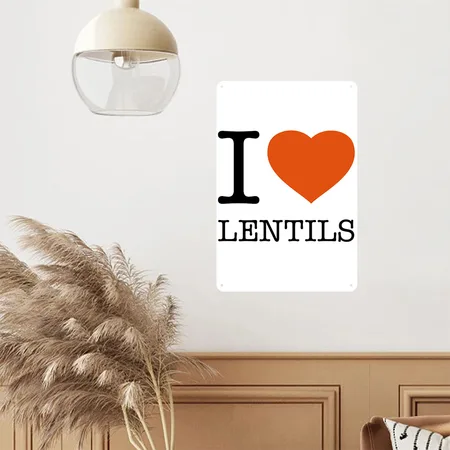 I LOVE LENTILS White/black Metal Poster Wall Art Decor Sign