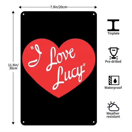 I Love Lucy Black/white Metal Poster Wall Art Decor Sign