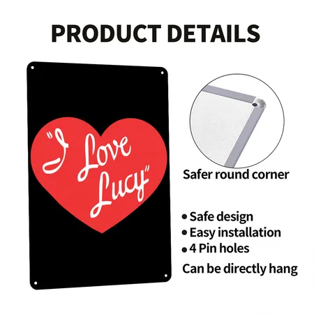 I Love Lucy Black/white Metal Poster Wall Art Decor Sign