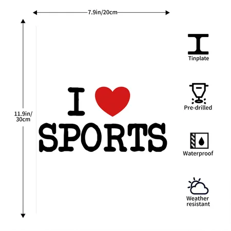 I Love Sports Sport Fitness Perfect Body White Metal Poster Wall Art Decor Sign