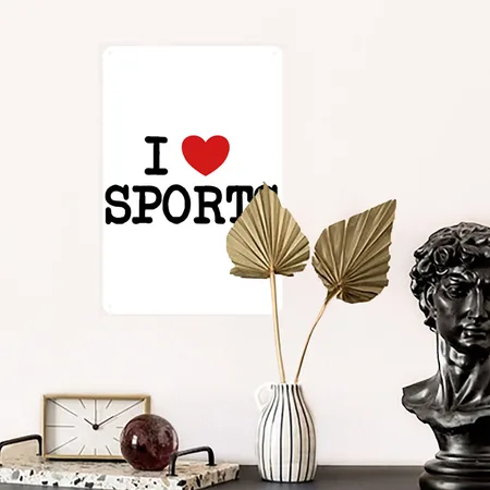 I Love Sports Sport Fitness Perfect Body White Metal Poster Wall Art Decor Sign