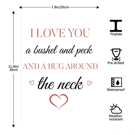 I Love You A Bushel And Peck And A Hug Around White Metal Poster Wall Art Decor Sign