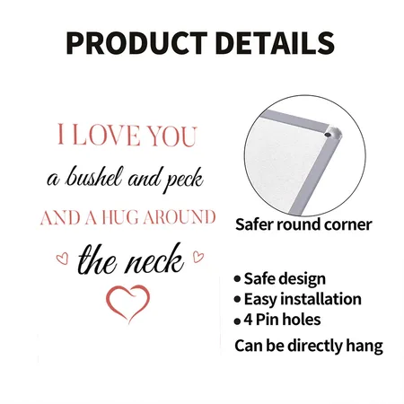 I Love You A Bushel And Peck And A Hug Around White Metal Poster Wall Art Decor Sign