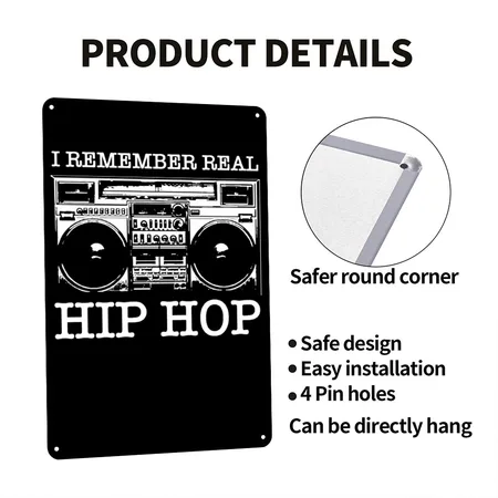 I Remember Real Hip Hop Black Metal Poster Wall Art Decor Sign