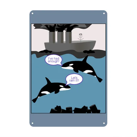 I Root For The Orcas Steel Blue Metal Poster Wall Art Decor Sign