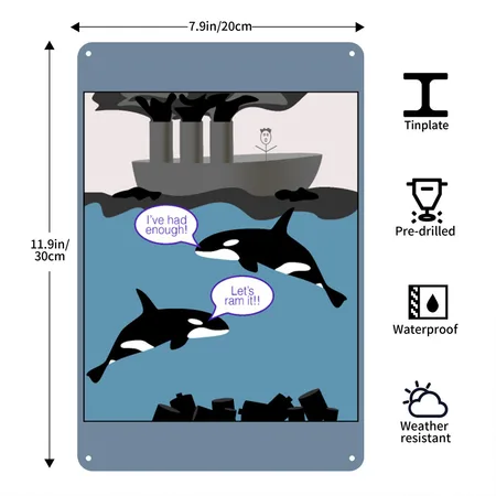I Root For The Orcas Steel Blue Metal Poster Wall Art Decor Sign