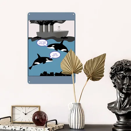 I Root For The Orcas Steel Blue Metal Poster Wall Art Decor Sign