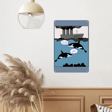 I Root For The Orcas Steel Blue Metal Poster Wall Art Decor Sign