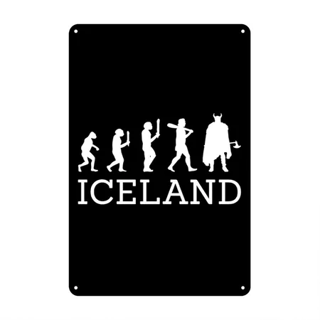 Icelandic Viking Reykjavik Vacations Iceland Black Metal Poster Wall Art Decor Sign