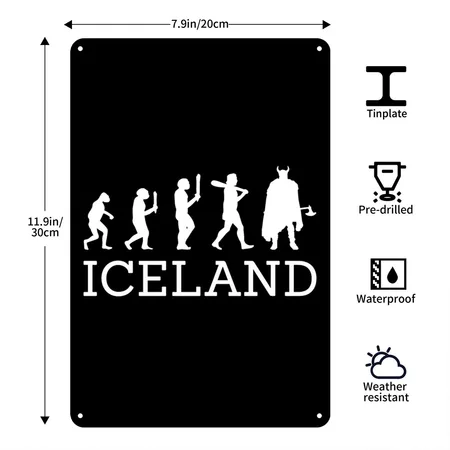 Icelandic Viking Reykjavik Vacations Iceland Black Metal Poster Wall Art Decor Sign
