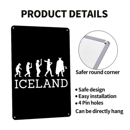 Icelandic Viking Reykjavik Vacations Iceland Black Metal Poster Wall Art Decor Sign