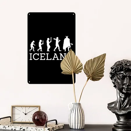 Icelandic Viking Reykjavik Vacations Iceland Black Metal Poster Wall Art Decor Sign