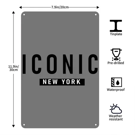 Iconic Charcoal Metal Poster Wall Art Decor Sign