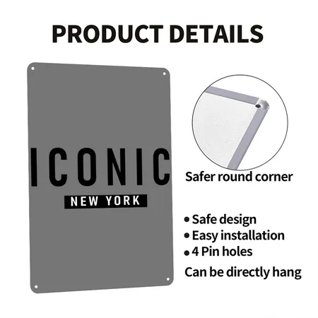 Iconic Charcoal Metal Poster Wall Art Decor Sign