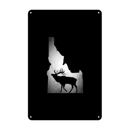 Idaho Elk Hunting Black Metal Poster Wall Art Decor Sign