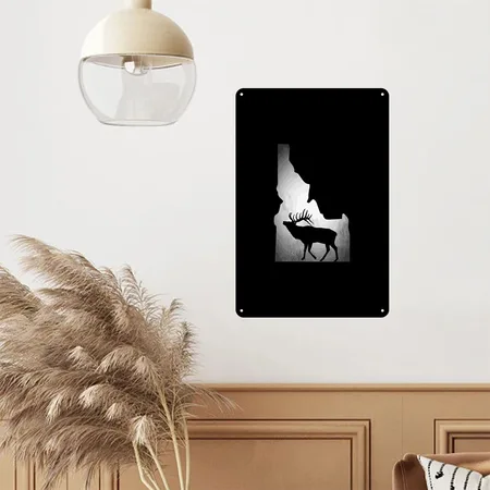 Idaho Elk Hunting Black Metal Poster Wall Art Decor Sign