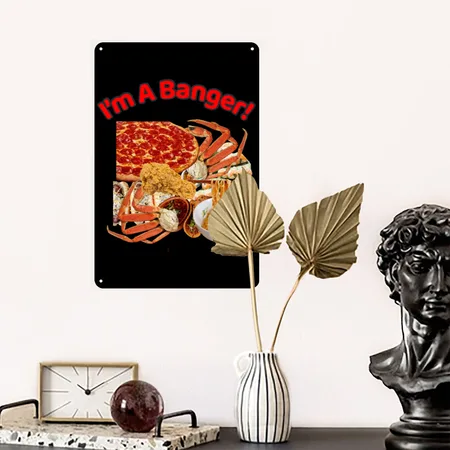 I'm A Banger! Mukbanger Ultimate Tee Black Metal Poster Wall Art Decor Sign