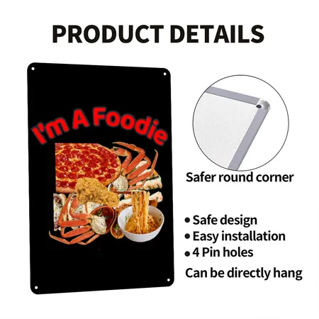 I'm A Foodie Black Metal Poster Wall Art Decor Sign