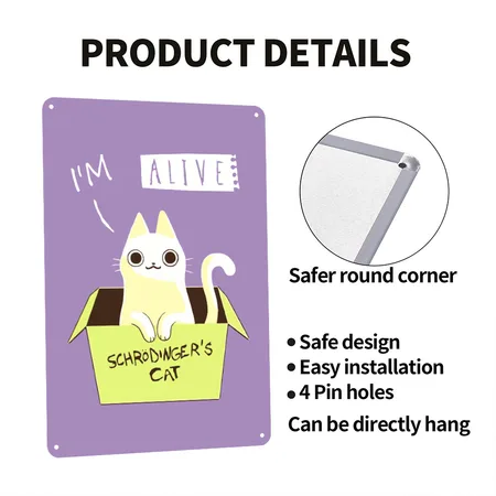 I'm Alive Schr?inger's Cat Cotton Candy Metal Poster Wall Art Decor Sign