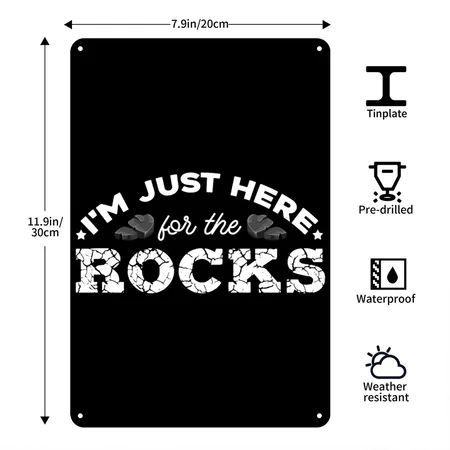 I'm Just Here For The Rocks- Geologist Geology Black Metal Poster Wall Art Decor Sign