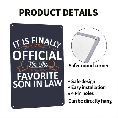 I'm The Favorite Son In Law Navy/heather Gray Metal Poster Wall Art Decor Sign