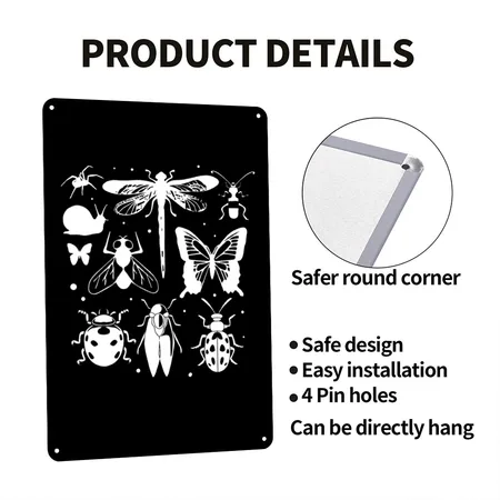 Insect Lover Entomology Bug Collector Black Metal Poster Wall Art Decor Sign