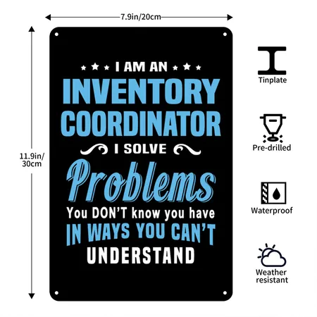 Inventory Coordinator Black Metal Poster Wall Art Decor Sign