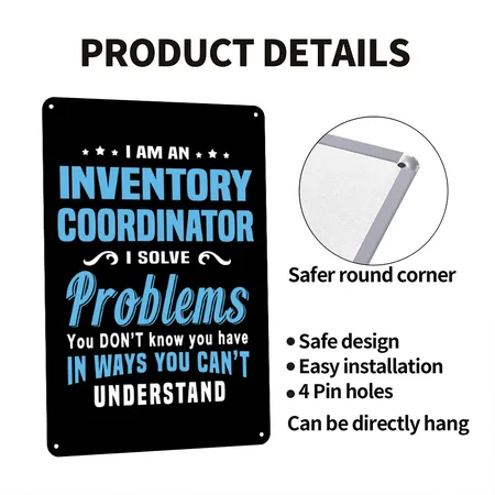 Inventory Coordinator Black Metal Poster Wall Art Decor Sign