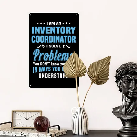 Inventory Coordinator Black Metal Poster Wall Art Decor Sign
