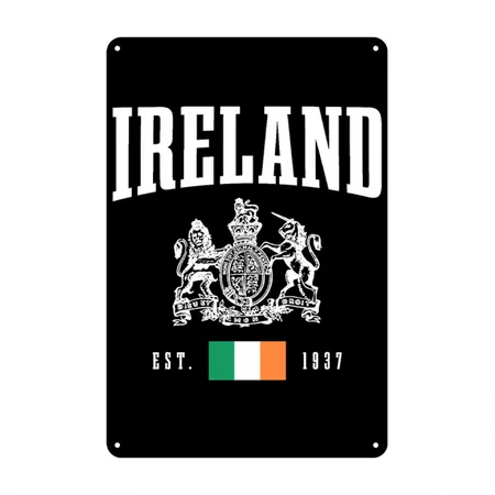 Ireland Dublin UK Irish Souvenir Gift Black Metal Poster Wall Art Decor Sign