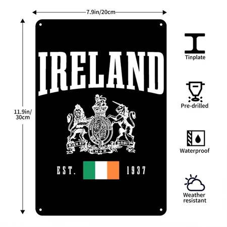 Ireland Dublin UK Irish Souvenir Gift Black Metal Poster Wall Art Decor Sign