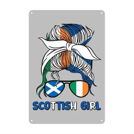 Irish Half Scottish Girl Ireland Scotland ?reann Heather Grey Metal Poster Wall Art Decor Sign
