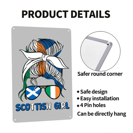 Irish Half Scottish Girl Ireland Scotland ?reann Heather Grey Metal Poster Wall Art Decor Sign