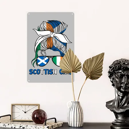 Irish Half Scottish Girl Ireland Scotland ?reann Heather Grey Metal Poster Wall Art Decor Sign