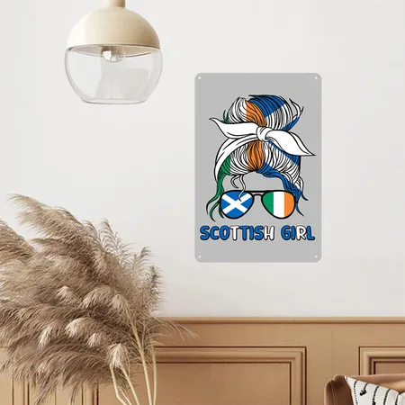 Irish Half Scottish Girl Ireland Scotland ?reann Heather Grey Metal Poster Wall Art Decor Sign