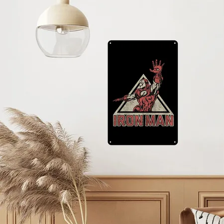 Iron Man Flying By Humans Black Metal Poster Wall Art Decor Sign