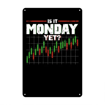 Is It Monday Yet Funny Stock Market Daytrader Black Metal Poster Wall Art Decor Sign