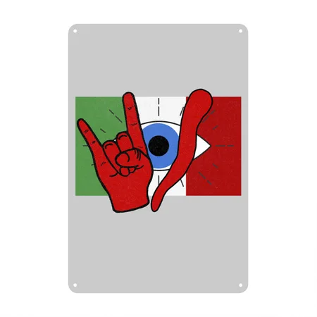 Italian Evil Eye Il Malocchio Maloik Malocchio Heather Gray Metal Poster Wall Art Decor Sign