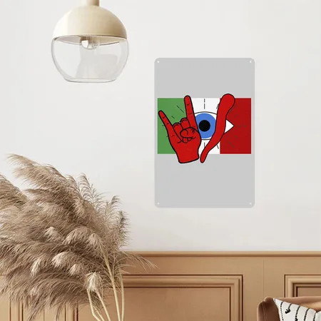 Italian Evil Eye Il Malocchio Maloik Malocchio Heather Gray Metal Poster Wall Art Decor Sign