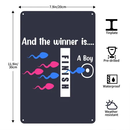 Its A Boy Funny Baby Shower Gender Reveal Gift Navy/heather Gray Metal Poster Wall Art Decor Sign