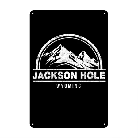 Jackson Hole Wyoming Black Metal Poster Wall Art Decor Sign