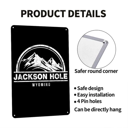 Jackson Hole Wyoming Black Metal Poster Wall Art Decor Sign