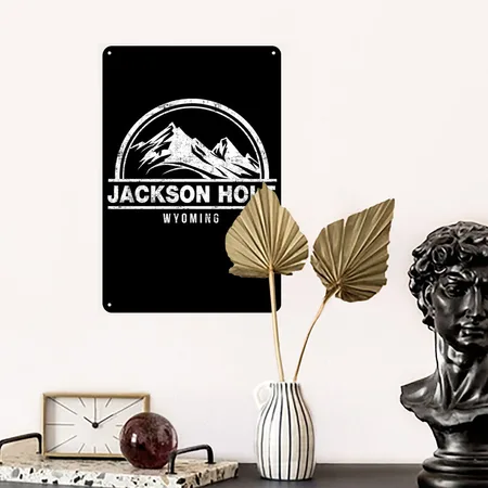 Jackson Hole Wyoming Black Metal Poster Wall Art Decor Sign