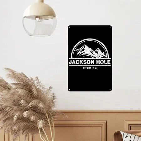 Jackson Hole Wyoming Black Metal Poster Wall Art Decor Sign