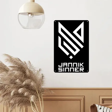 JANNIK SINNER Black Metal Poster Wall Art Decor Sign