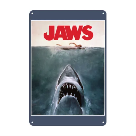 Jaws Movie Poster Logo Heather Navy Metal Poster Wall Art Decor Sign