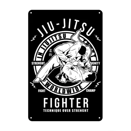 Jiu Jitsu Martial Arts BJJ MMA Jujitsu Black Metal Poster Wall Art Decor Sign