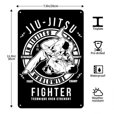 Jiu Jitsu Martial Arts BJJ MMA Jujitsu Black Metal Poster Wall Art Decor Sign