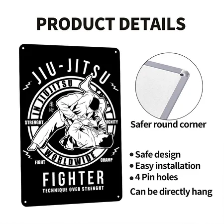 Jiu Jitsu Martial Arts BJJ MMA Jujitsu Black Metal Poster Wall Art Decor Sign