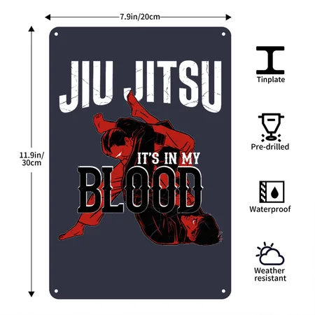Jiu Jitsu Retro Vintage Jiu Jitsu Navy/heather Gray Metal Poster Wall Art Decor Sign
